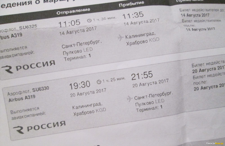 Стоимость авиабилета из санкт петербурга до калининграда